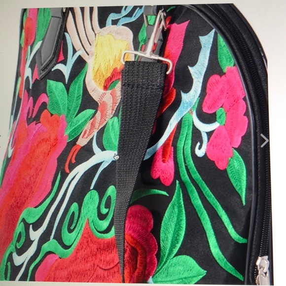 SOLD. SOLD. FUCHSIA MULTI COLOR CANVAS TRAVEL BAG - Picture 6 of 8